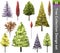 Tree correction design set. 3D Illustration.