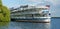 Tree-deck river cruise passenger ships on river Volga