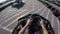 Tree drivers drive go kart, Karting filmed from the driver\'s view,