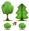 Tree, firtree, shrub, mushroom - set forest plants