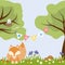 Tree Flower Colourful Baby Design Fox Bird Nest