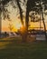 A tree in front of a beautiful sunset in Thessaloniki, Greece.