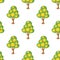 Tree with Fruits Flat Icon Seamless Pattern