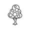 Tree with Fruits Outline Flat Icon on White