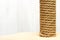 Ð¡at tree and furniture, sisal rope cat scratching post on beige carpet on white background