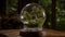 tree in glass ball. Lens Sphere Crystal Ball Focusing Sun Rays and reflecting countryside woodland