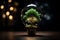 Tree in a glass light bulb with bokeh background. Saving energy and eco concept