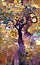 The tree with gold fruits -colorful painting in klimt style
