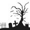 Tree grave Halloween silhouette