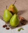 Tree green pear rustic style cinammon anis fruit fresh burlap