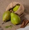 Tree green pear rustic style cinammon fruit burlap