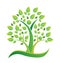 Tree green teamwork figures icon vector