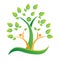 Tree green teamwork figures icon vector