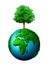 Tree growing from world globe