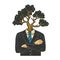 Tree head businessman sketch vector