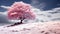 Tree on a Hill with Pink Blossoms