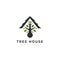 Tree house home logo, tree sprout growth with roof logo icon vector illustration