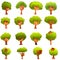 Tree house icons set, cartoon style