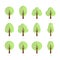Tree icon set - cute trees cartoon illustration. Nature collection