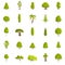 Tree icons set, flat style