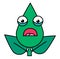 Tree leaf scared emoticon thin line icon