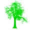 Tree leafless side view silhouette isolated - green - vector