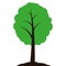Tree with leaves. Template for logo design, badges, stickers and logos for your business. Plants, nature and ecology. Flat style.