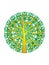 Tree of life against a background of green mandala. Logo. Spiritual symbol