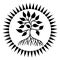 The tree of life in the center of the solar circle. Spiritual symbolic symbol. Black and White.