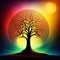 tree of life moon , dark background, mystical, spiritual concept,generative ai