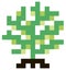 Tree of life, spiritual, sacred, ecological symbol. Stylized drawing of large square pixels.