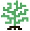 Tree of life, spiritual, sacred, ecological symbol. Stylized drawing of large square pixels.