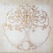 Tree of life symbol on structured ornamental background, yggdrasil.