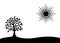 Tree of Life. A symbolic black and white picture. Vector graphics horizontal.