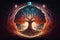 Tree of life Yggdrasil norse mythology, center of universe. Sacred source of the planet life