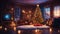 tree with lights highly intricately detailed photograph of Interior christmas. magic glowing tree, fireplace, gifts