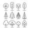 Tree line icons set. Simple thin style vector illustrations