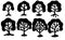 Tree in linocut style. Simple woodcut icon. Black minimalist agriculture plant. Flat farm organic garden.