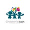 Tree logo and children design combination, colorful style