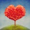 Tree of love in field, valentines day background