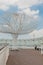 Tree made of molded steel rods at Oido port