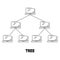 Tree network topology vector black linear flat style icon