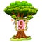 A tree with a number nine figure on a white background