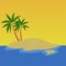 Tree palm vector sunrise , vector illustration island emblem isolated , summer beach object sea vocation background