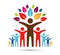 Tree people team icon Logo. Tree Care Logo Colorful Spirit Man Body Symbol Design Illustration.