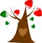 tree person of green and red hearts