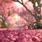 Tree With Pink Flowers Showering Petals