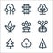Tree and plant line icons. linear set. quality vector line set such as christmas tree, tree, pine pollen, seed, beech, seeds