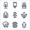Tree and plant line icons. linear set. quality vector line set such as pine tree, seeds, jungle, tree, pollen, wood, dry bloom