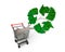 Tree with recycling symbol leaves in shopping cart, 3D illustration